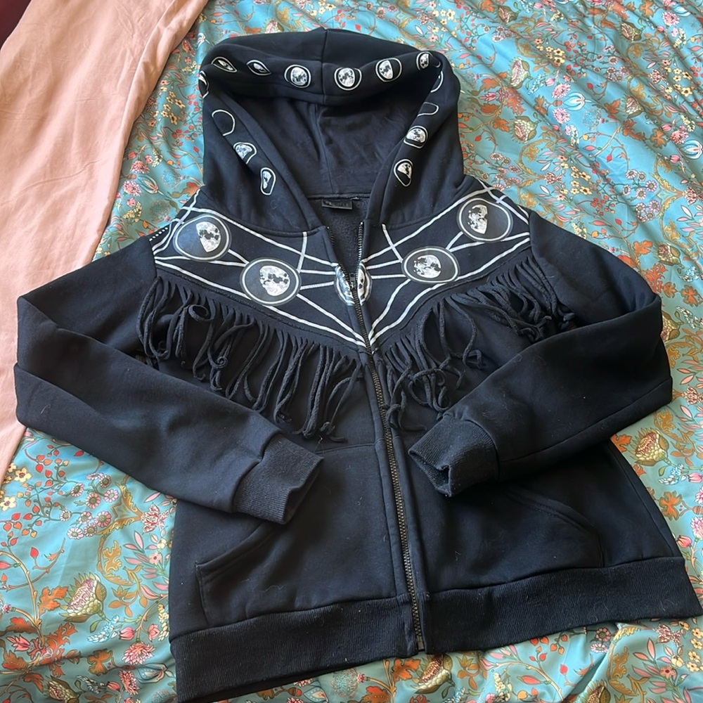 Restyle Moon Phase Fringe Hoodie